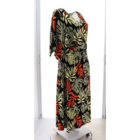 NWT G BY GIULIANA ECOLUXE KNIT DRESS BLACK PALM LARGE - Picture 8 of 12